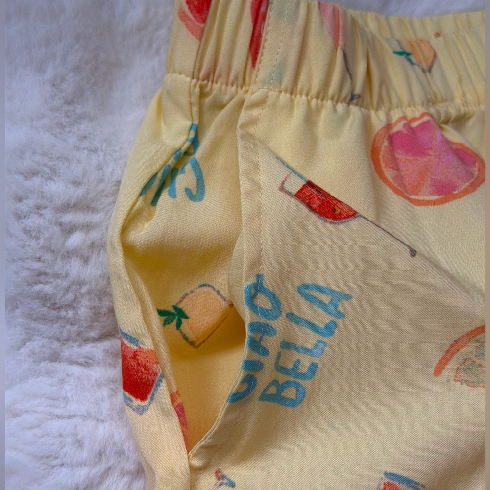 Sleep Chic 70% Rayon Yellow Fruit Cocktail Clao Bella Print Pajama Set-XL - Picture 13 of 13